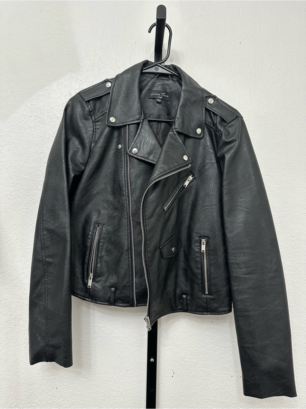 Love Tree Black Faux Leather Moto Jacket